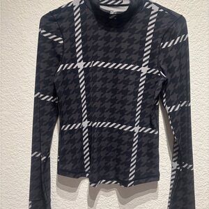 Chic Black and Gray Houndstooth Women's Blouse